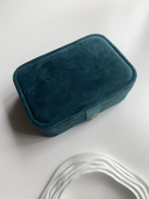 Jewellery Box Velvet Mirror - Teal