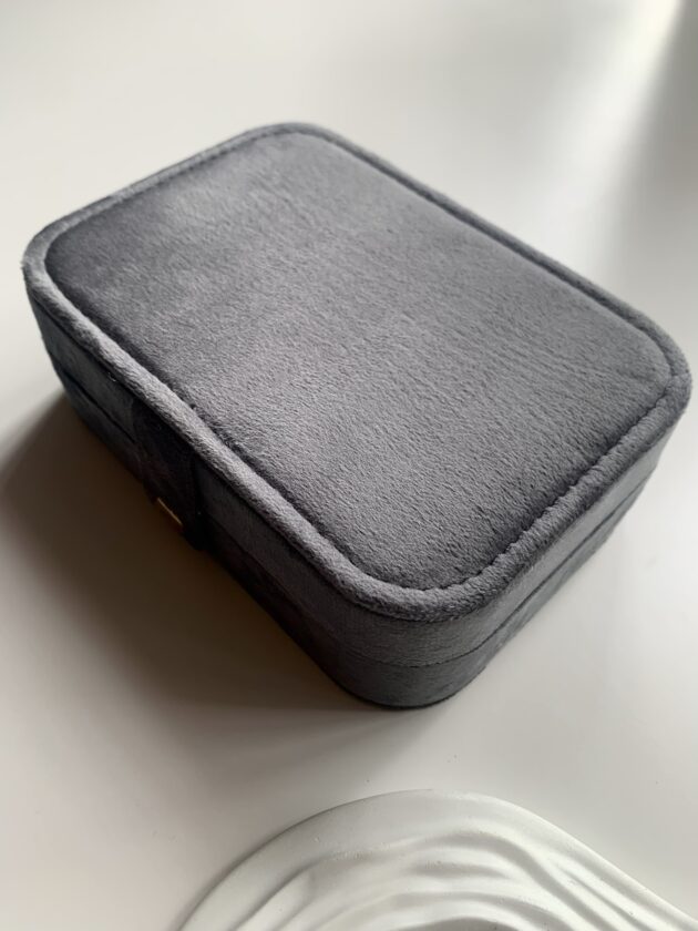 Jewellery Box Velvet Mirror - Grey