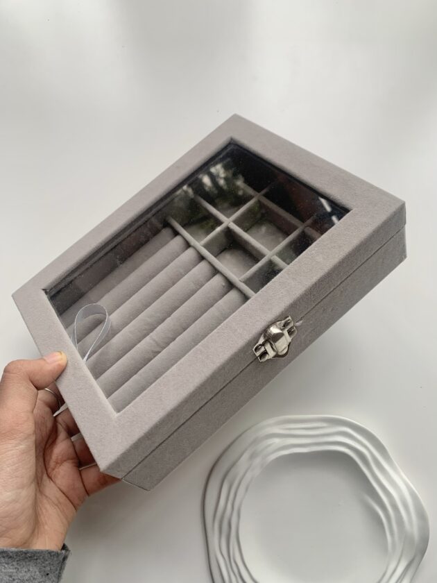 Jewellery Box Velvet - Grey